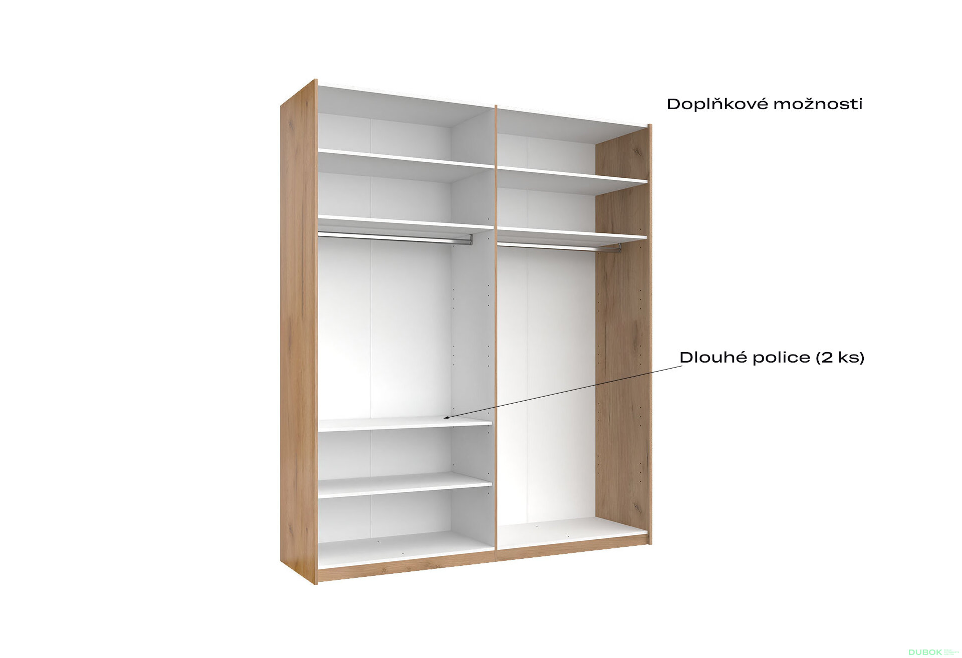 Obrázek 9 - Skříň s posuvnými dveřmi 2.0x2.4m (Dveře Mat Láva/Zrcadlo), série N Luna