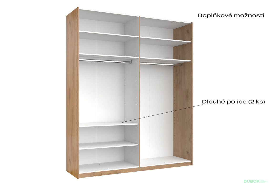 Obrázek 9 - Skříň s posuvnými dveřmi 2.0x2.4m (Dveře Mat Láva/Zrcadlo), série N Luna