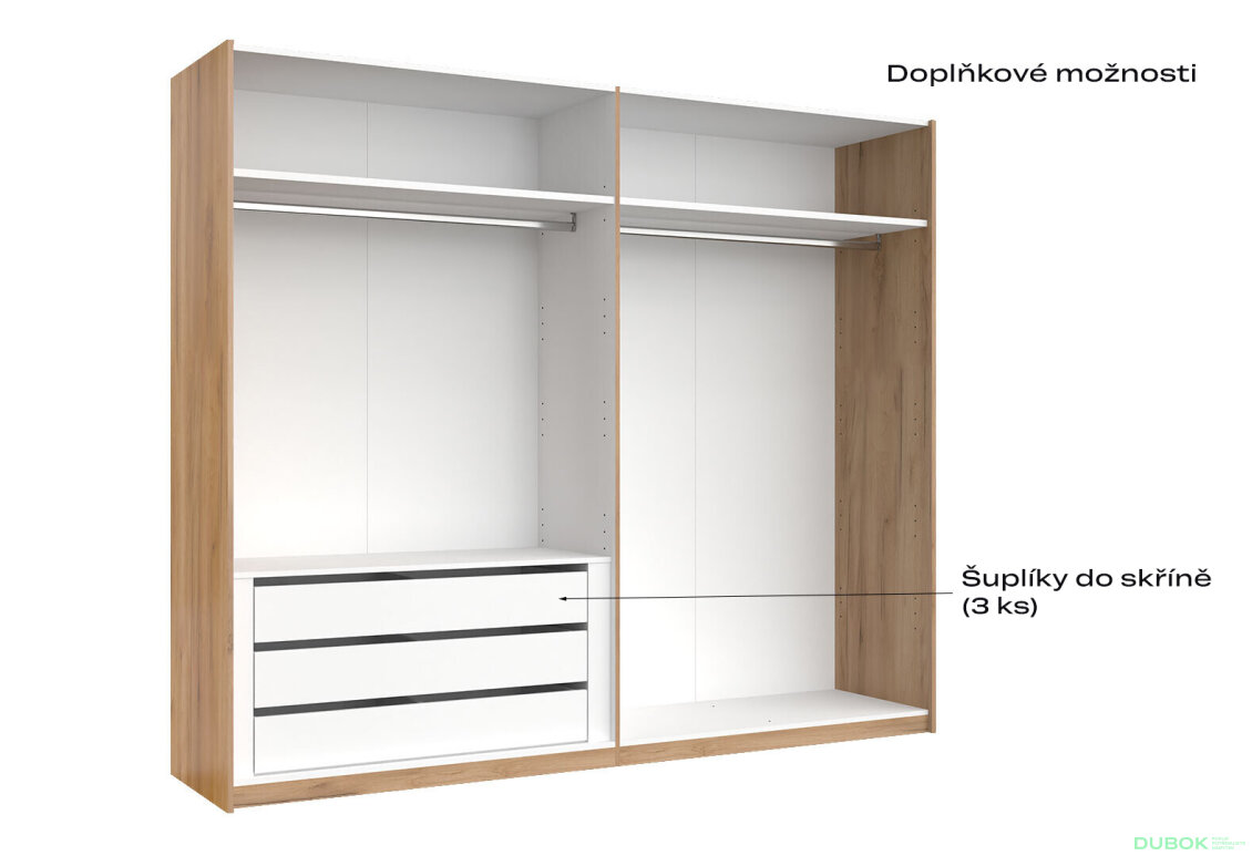 Obrázek 4 - Skříň s posuvnými dveřmi 2,5x2,1m (Dveře Mat Láva), série N Luna