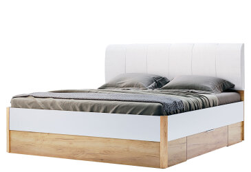 Postel 180x200 měkké čelo s šuplíky bez rámu Asti