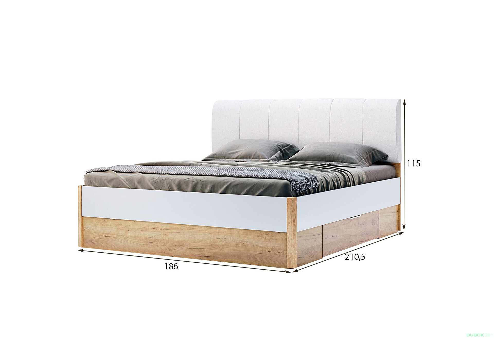 Obrázek 3 - Postel 180x200 měkké čelo s šuplíky bez rámu Asti