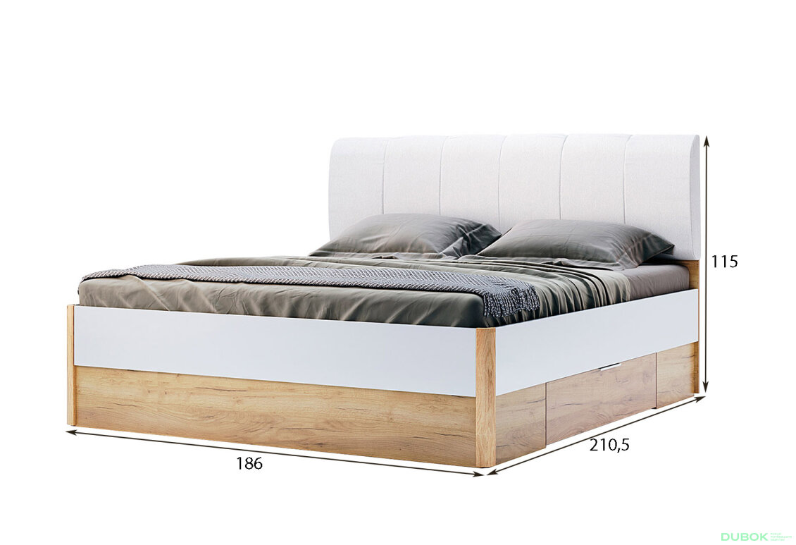 Obrázek 3 - Postel 180x200 měkké čelo s šuplíky bez rámu Asti