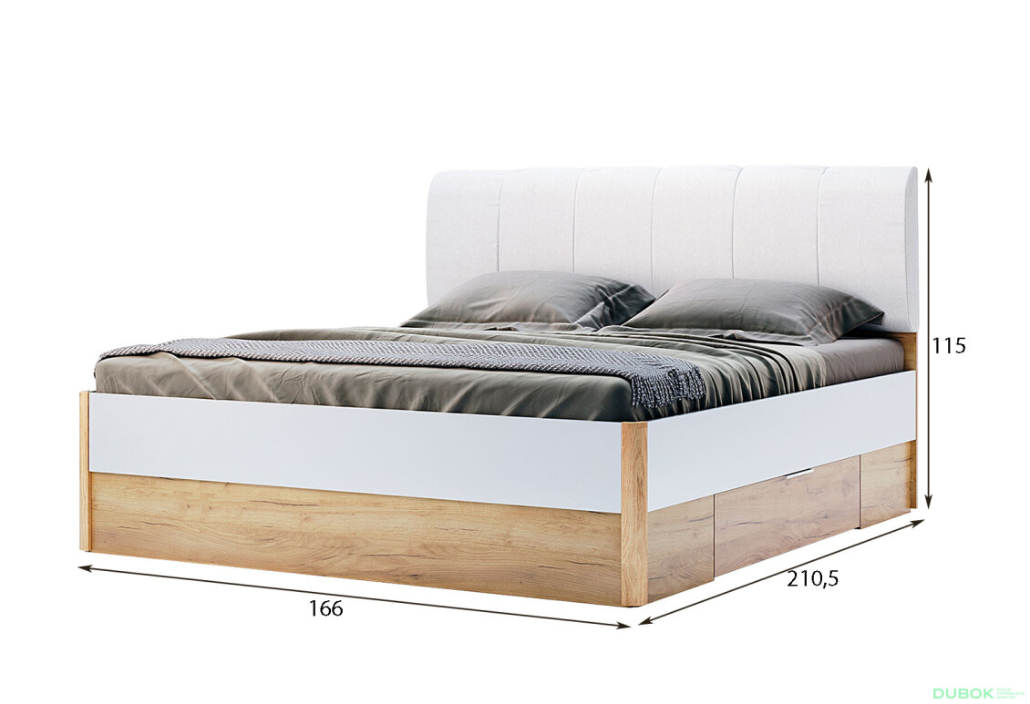Obrázek 3 - Postel 160x200 měkké čelo s šuplíky bez rámu Asti