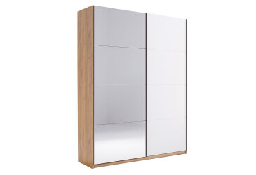 Skříň s posuvnými dveřmi 2,0x2,4m (Dveře Lesklé Bílé/Zrcadlo) série N Asti