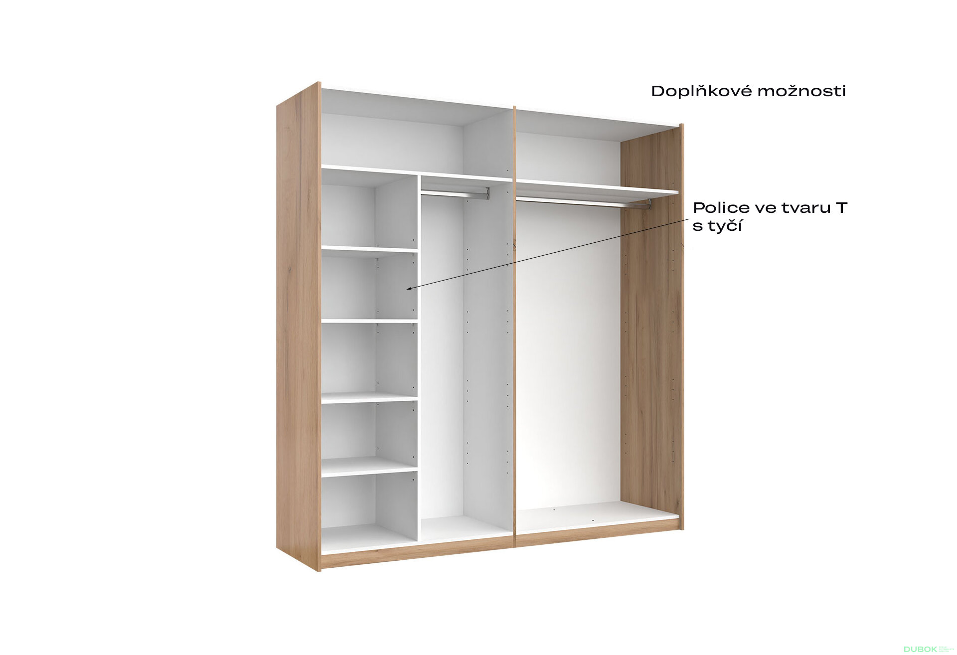 Obrázek 6 - Skříň s posuvnými dveřmi 2,0x2,1 m (Dveře Lesklá Bílá) série N Asti