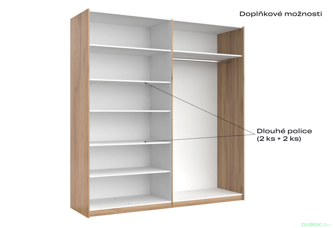 Obrázek 8 - Skříň s posuvnými dveřmi 2,0x2,1 m (Dveře Lesklá Bílá) série N Asti