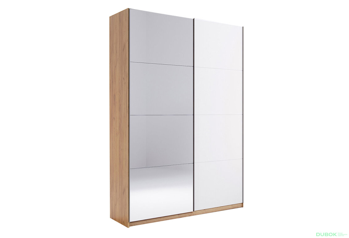 Skříň s posuvnými dveřmi 1.5x2.4m (Dveře Lesklé Bílé/Zrcadlo) série N Asti