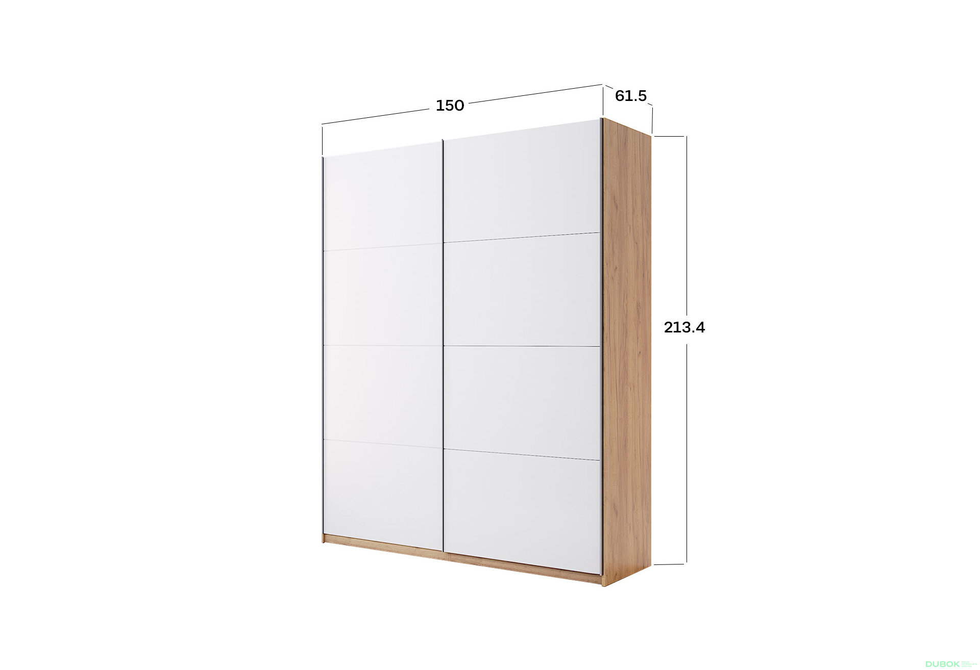 Obrázek 3 - Skříň s posuvnými dveřmi 1.5x2.1m (Dveře Lesklé Bílé) série N Asti