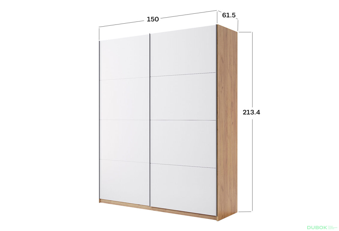 Obrázek 3 - Skříň s posuvnými dveřmi 1.5x2.1m (Dveře Lesklé Bílé) série N Asti