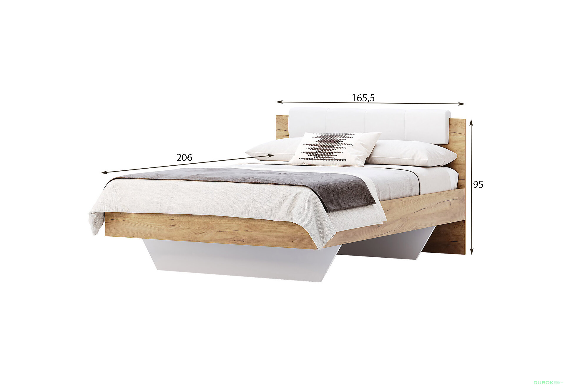 Obrázek 4 - Postel 160x200 měkké čelo dub craft / bílý Asti