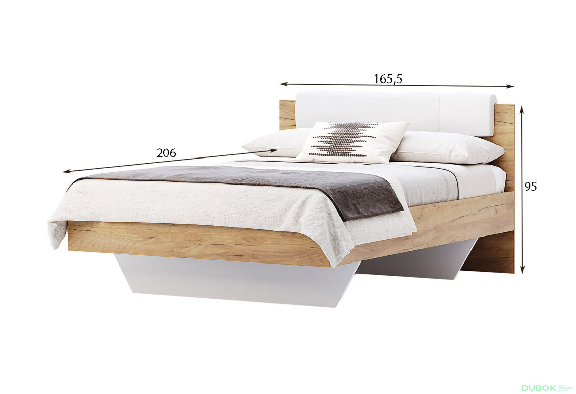 Obrázek 4 - Postel 160x200 měkké čelo dub craft / bílý Asti