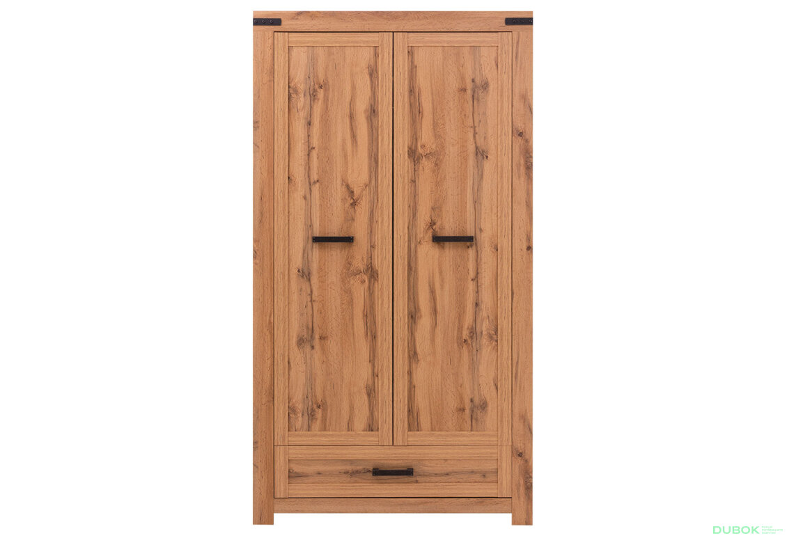 Obrázek 2 - Skříň dvoudveřová se zásuvkou Mortiz 112x210x59.9 cm Dub wotan