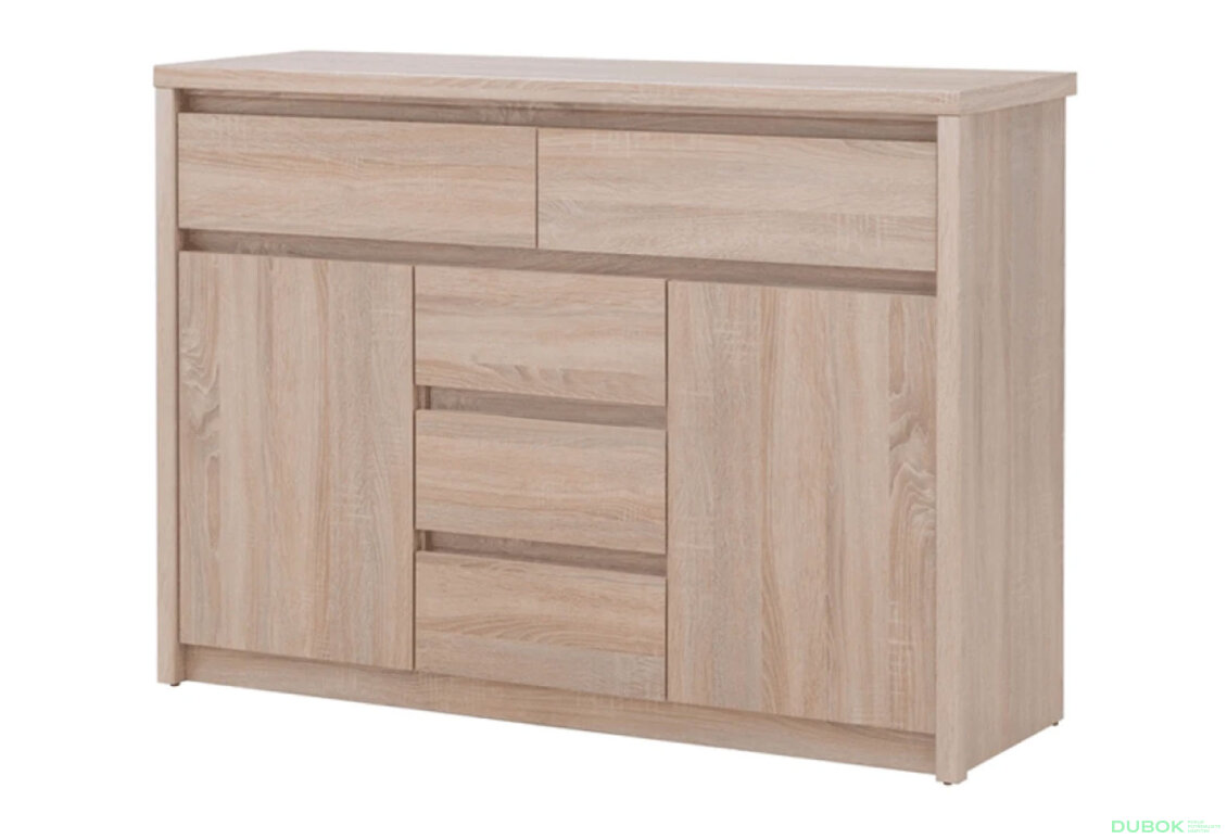 Obrázek 2 - Komoda s dvířky a 5 zásuvkami Norton 127 cm Dub Sonoma