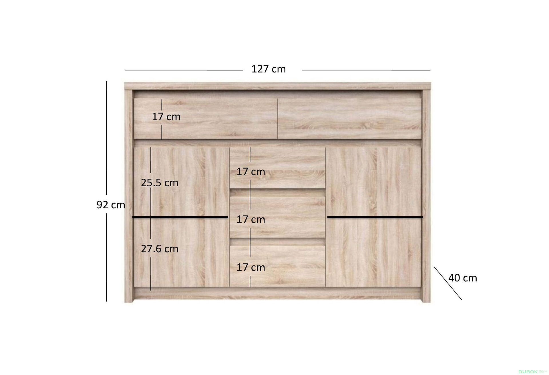 Obrázek 6 - Komoda s dvířky a 5 zásuvkami Norton 127 cm Dub Sonoma