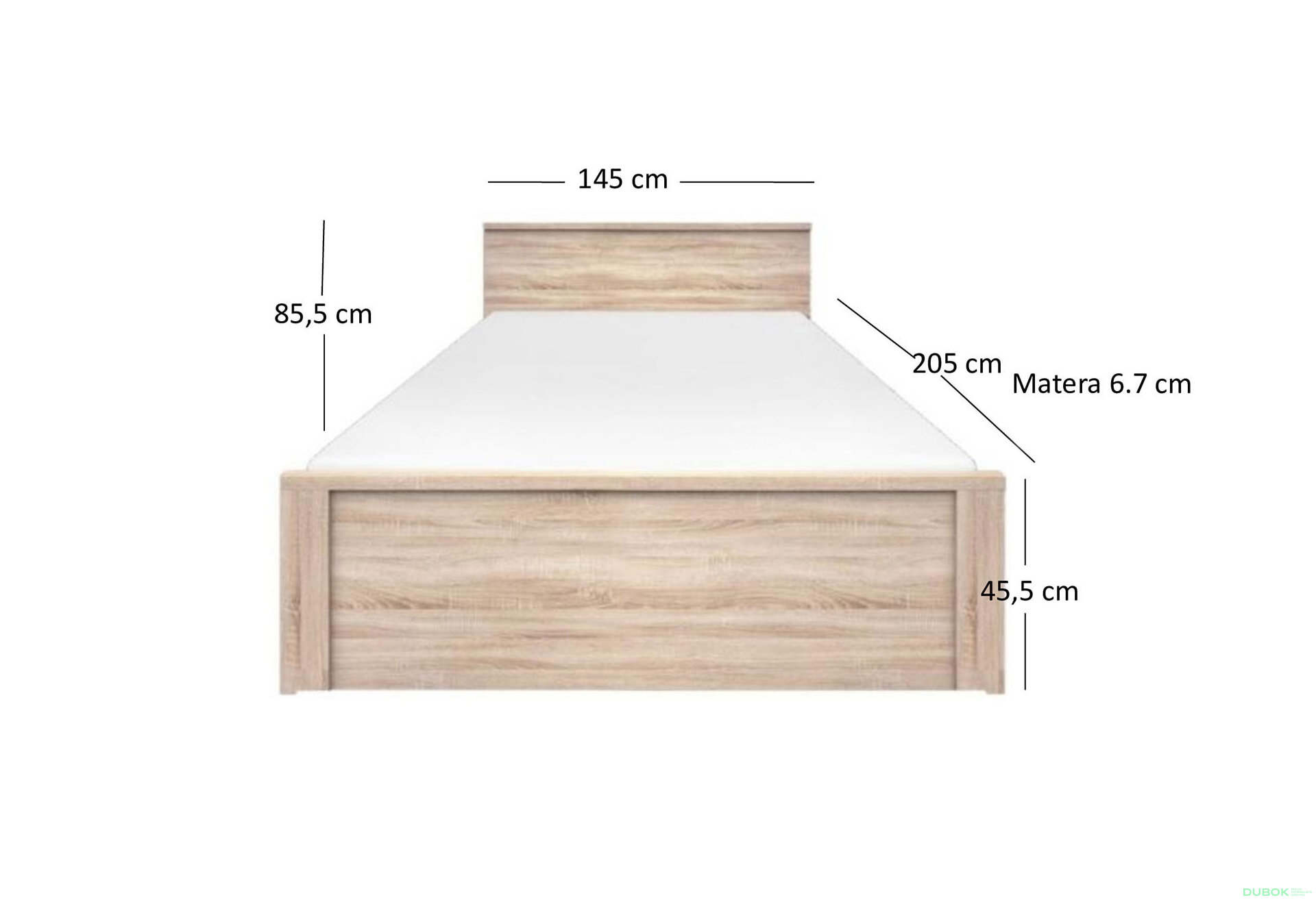 Obrázek 3 - Postel 140x200 dub sonoma Norton