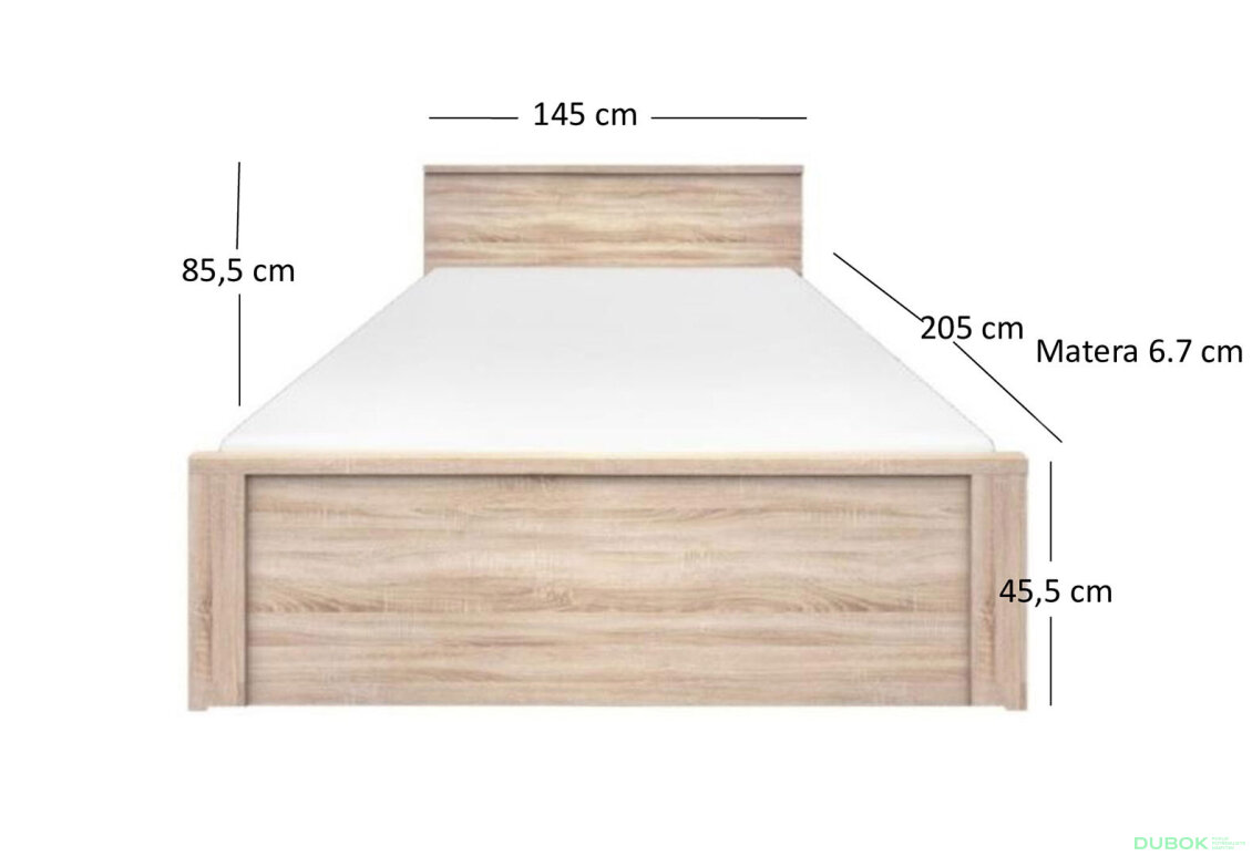 Obrázek 3 - Postel 140x200 dub sonoma Norton