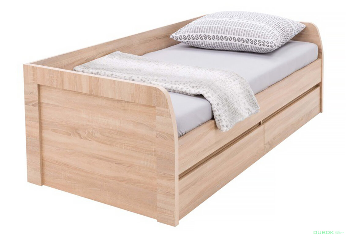 Obrázek 4 - Postel 2s/90x200 s roštem dub sonoma Norton
