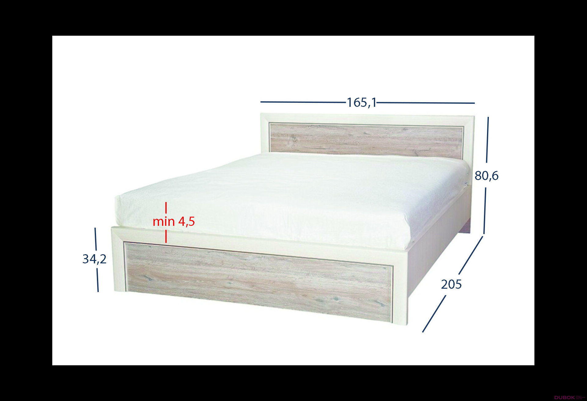 Obrázek 3 - Postel 160x200 s úložným prostorem krém / dub ancona Olivia