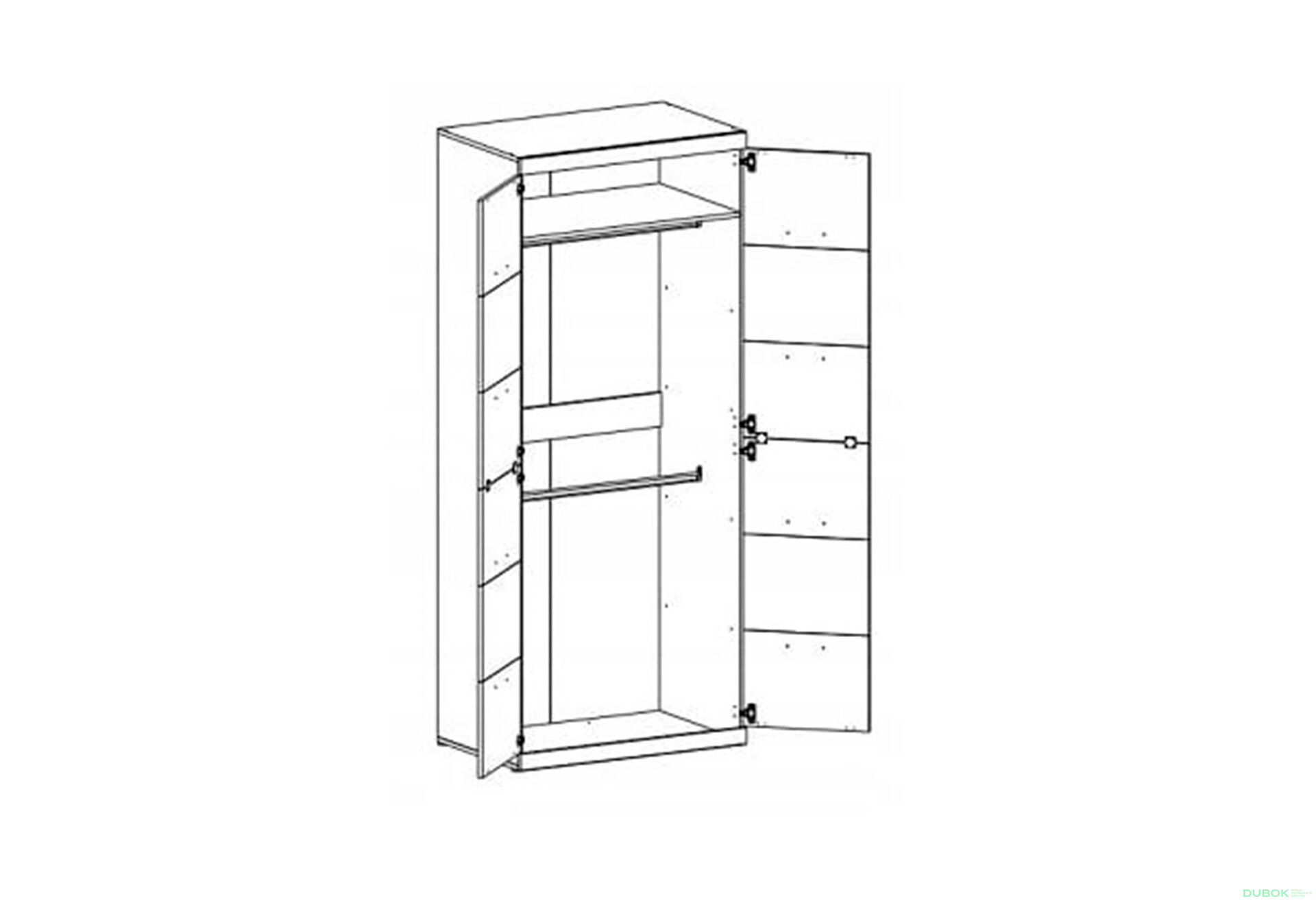 Obrázek 2 - Skříň dvoudveřová Oskar 90x217x57.6 cm Dub san remo