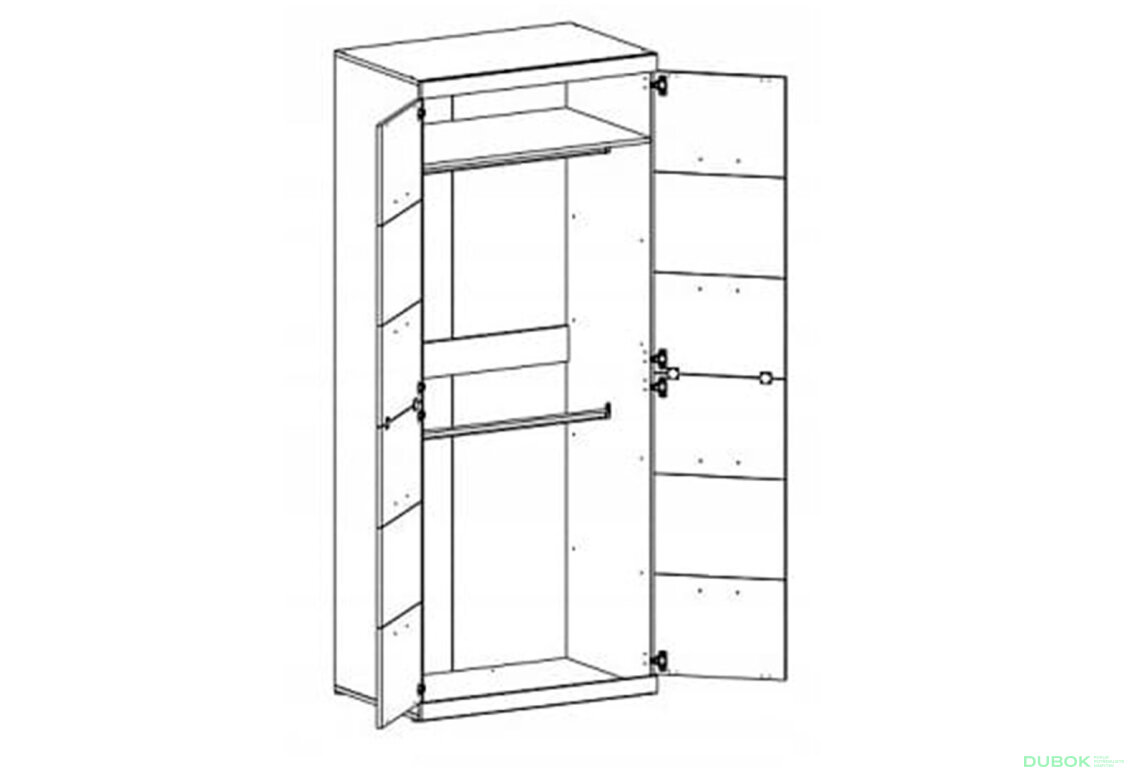 Obrázek 2 - Skříň dvoudveřová Oskar 90x217x57.6 cm Dub san remo