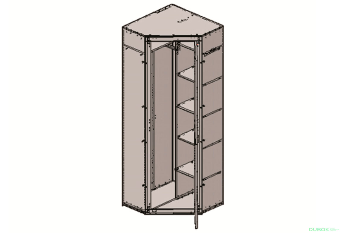 Obrázek 2 - Rohová skříň jednodveřová Oskar 77x217x77.8 cm Dub san remo