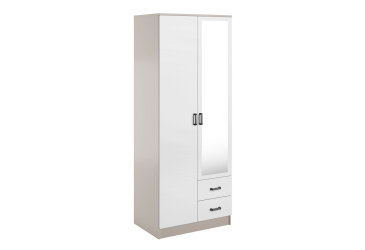 Skříň se zrcadlem 2D2S kašmír / bílá Kami