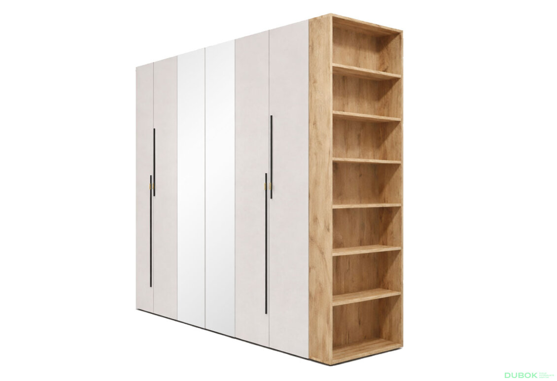 Skříň 6D 260 cm se zrcadlem dub appalačský / kašmír Space