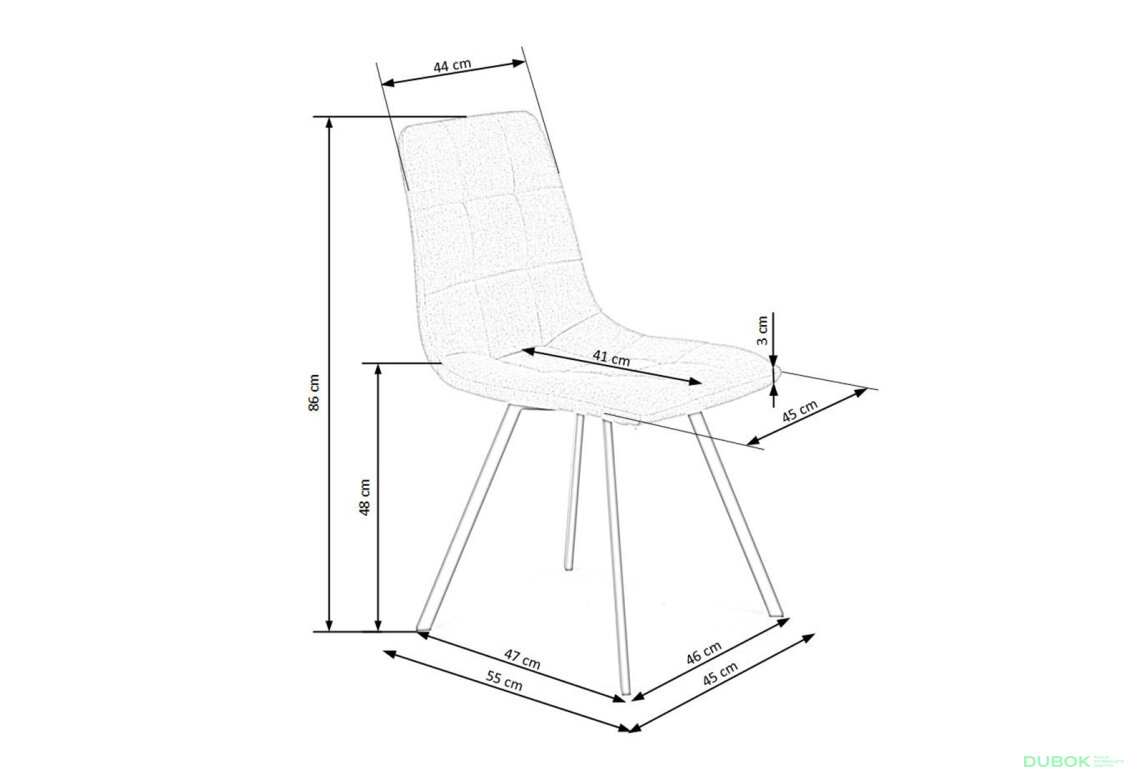 Obrázek 12 - Židle K402 černý kov / látka popel