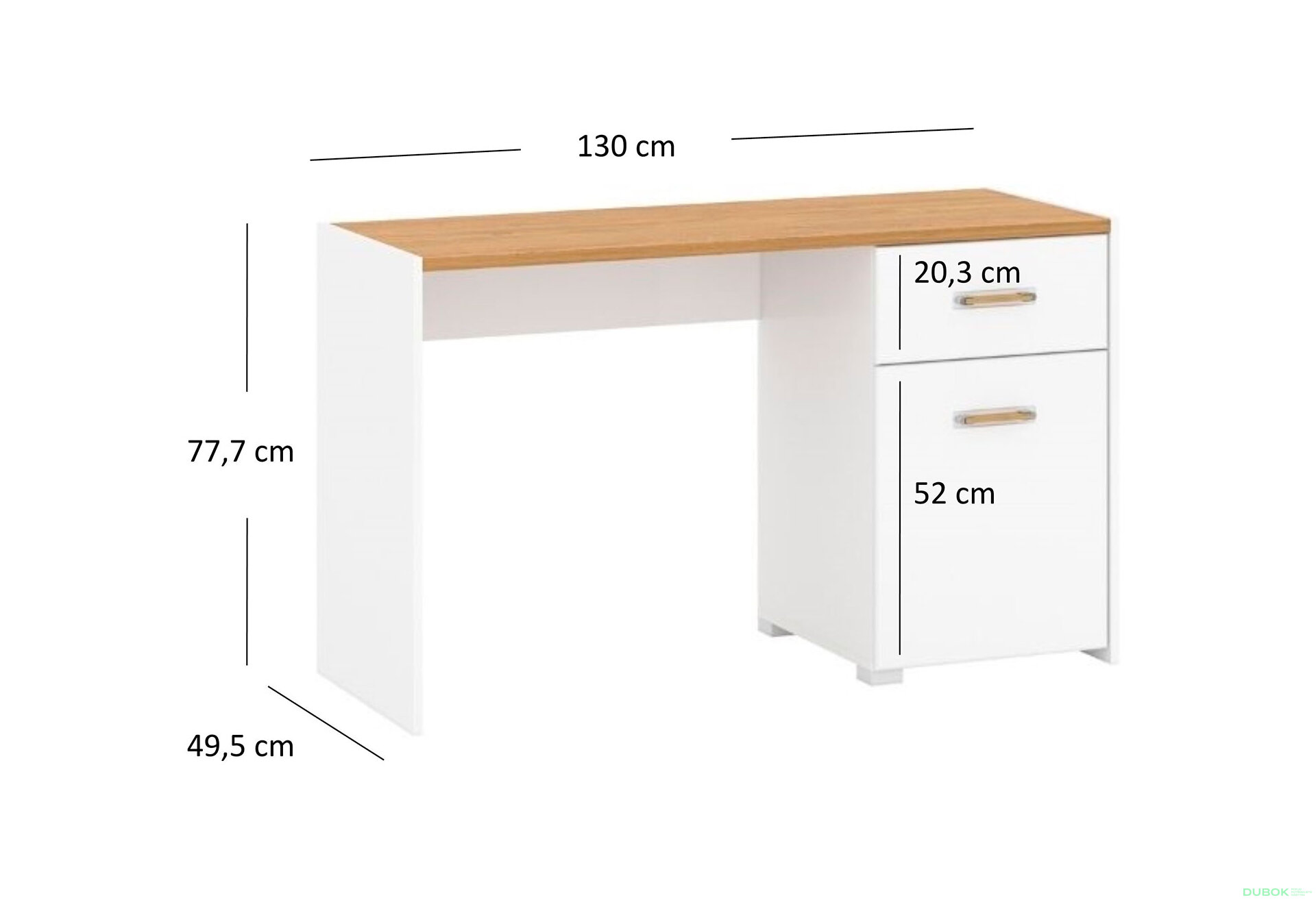 Obrázek 3 - Psací stůl 1d1s/130 bílý mat Adam
