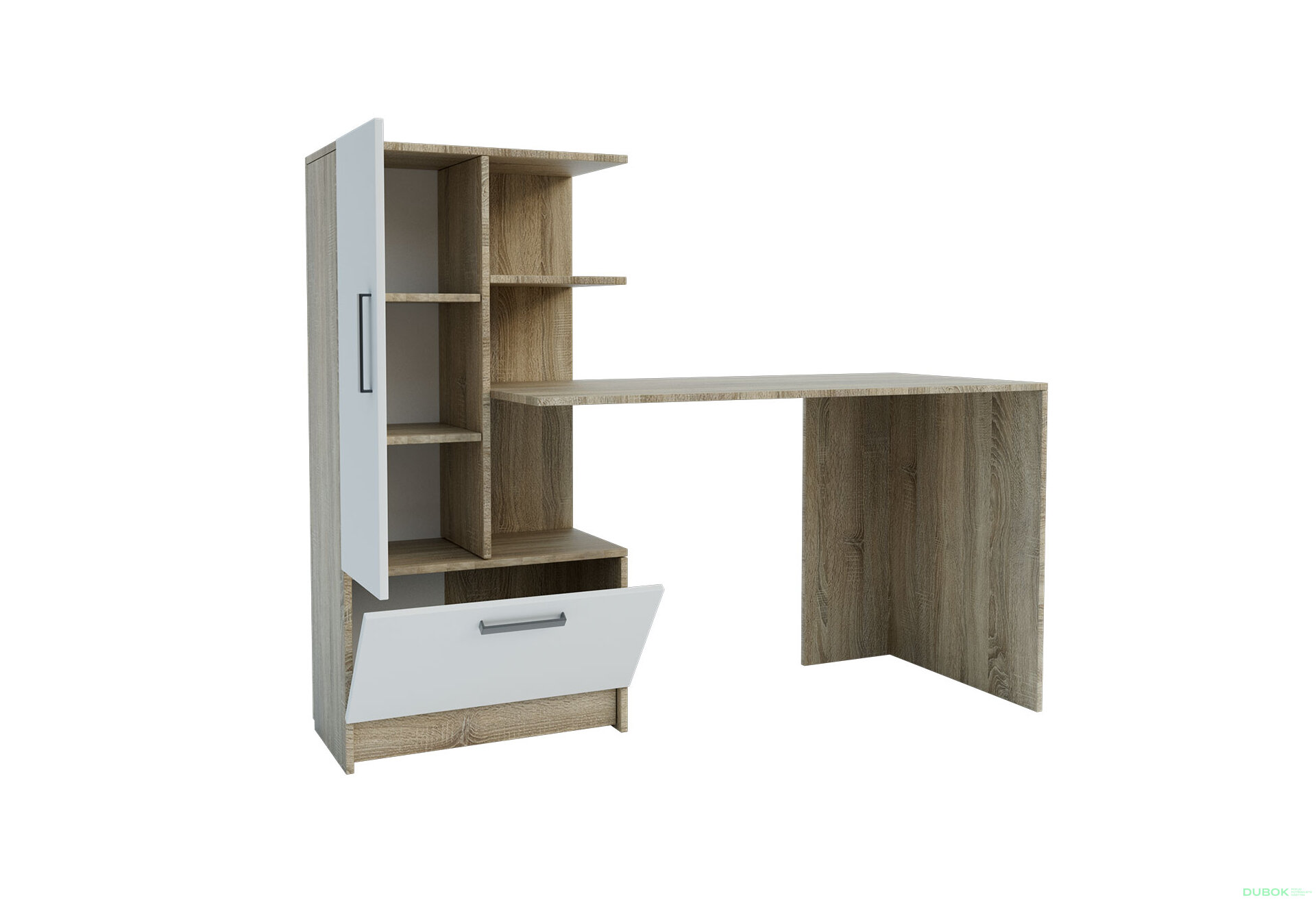 Obrázek 3 - Psací stůl s levou montáží Standard 150 cm Dub sonoma / Nymphaea alba