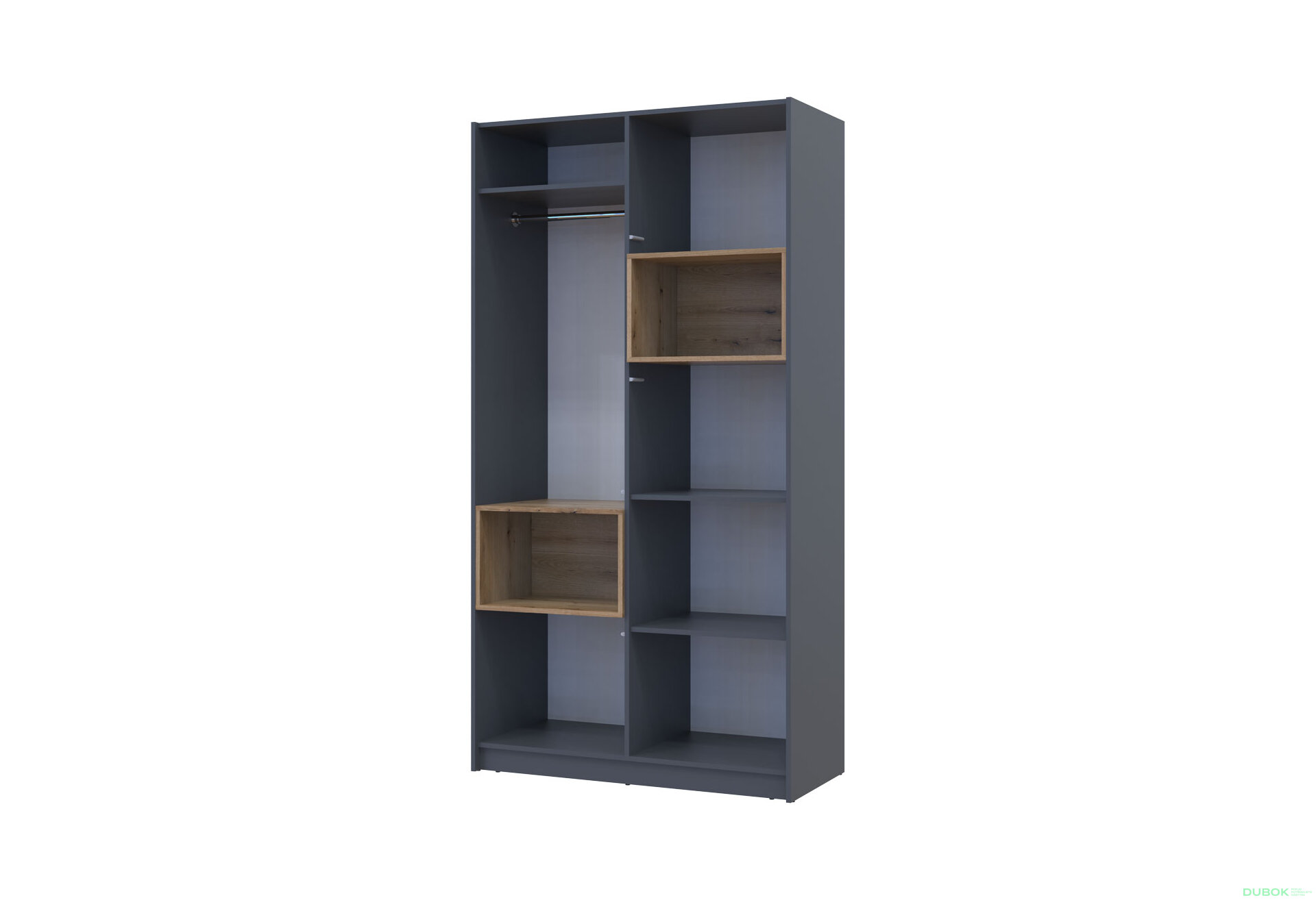 Obrázek 9 - Skříň Dale 2D s výklenkem 115.2х52х220 cm grafit / dub evoke