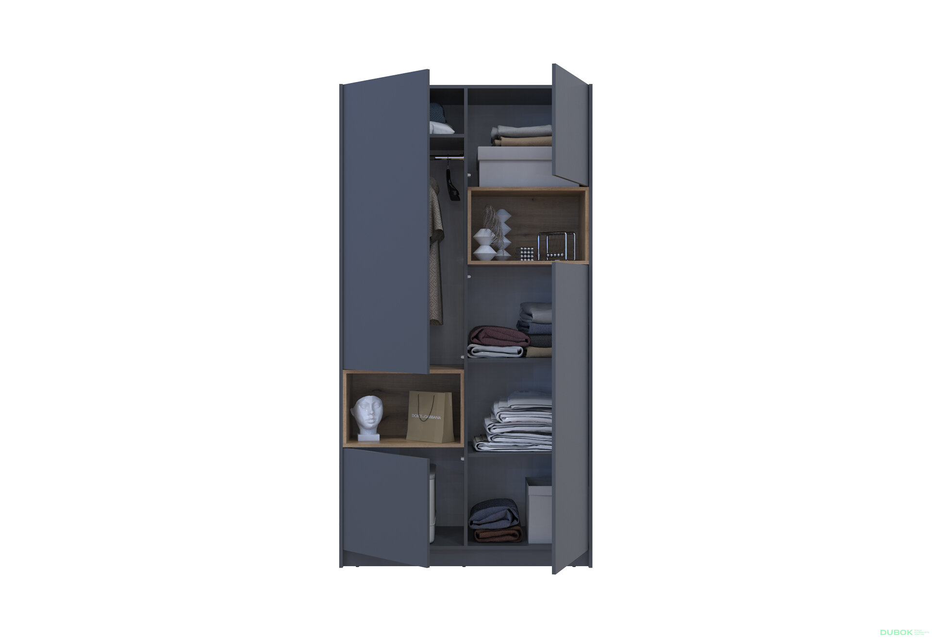 Obrázek 8 - Skříň Dale 2D s výklenkem 115.2х52х220 cm grafit / dub evoke