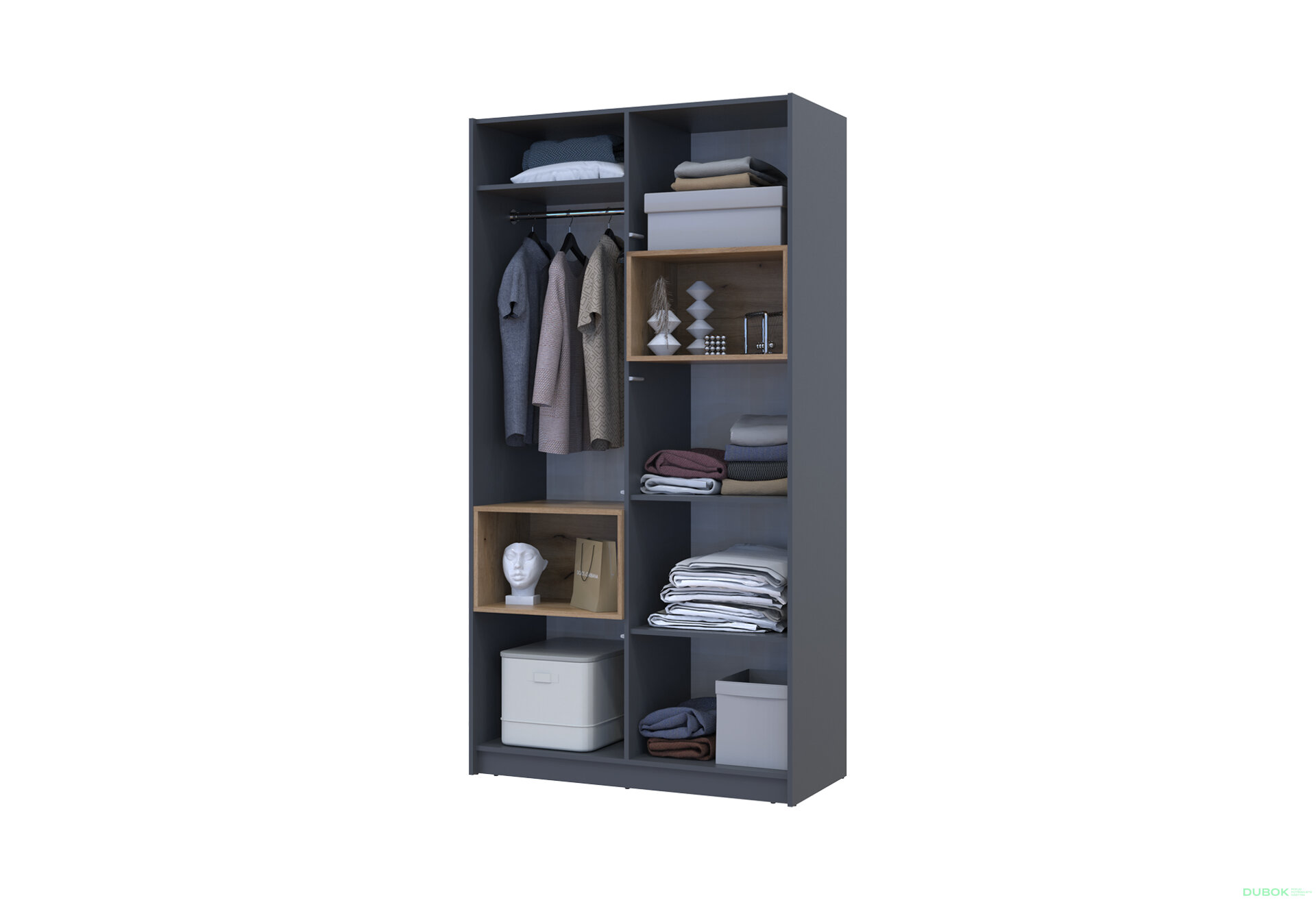 Obrázek 12 - Skříň Dale 2D s výklenkem 115.2х52х220 cm grafit / dub evoke