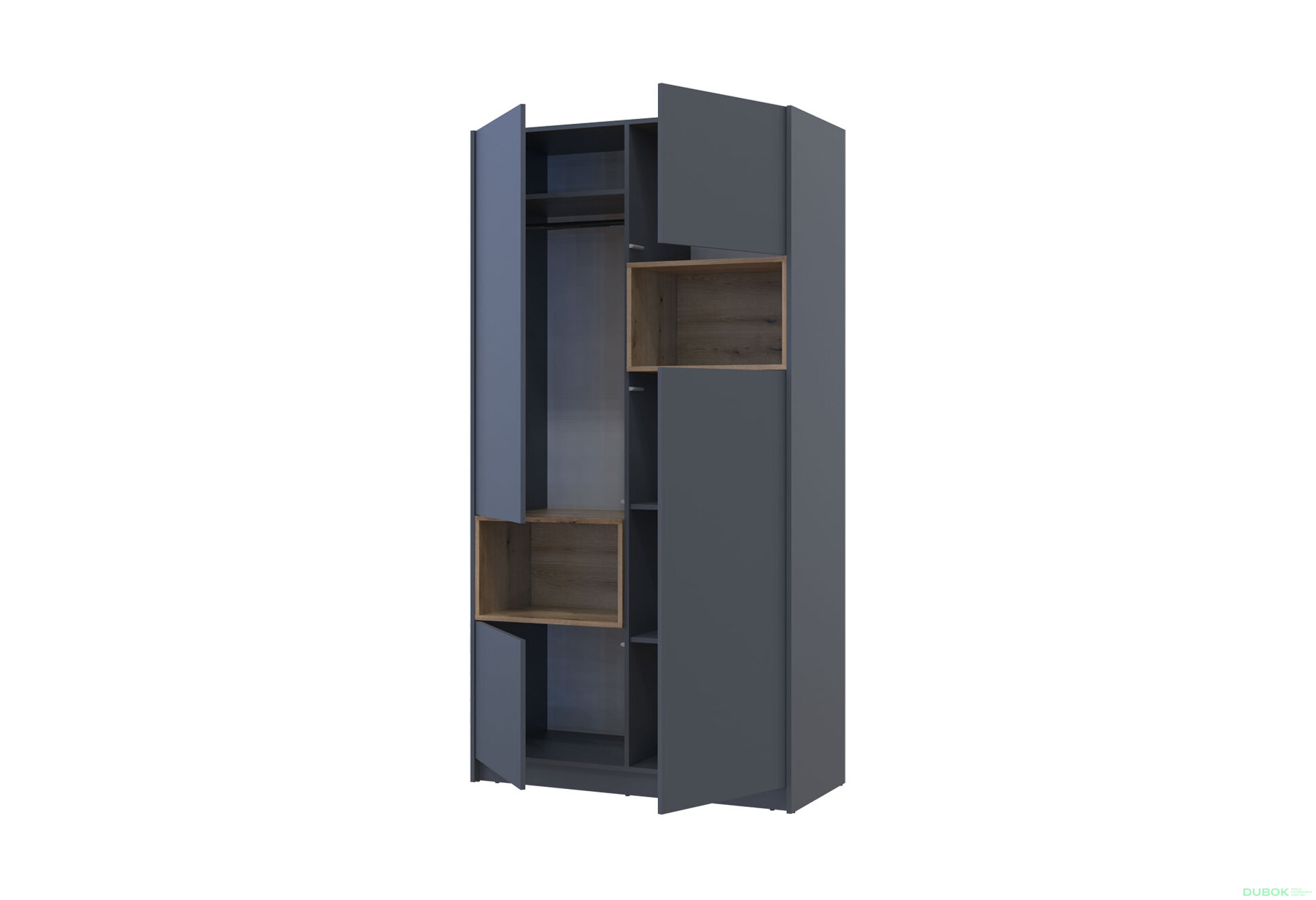 Obrázek 7 - Skříň Dale 2D s výklenkem 115.2х52х220 cm grafit / dub evoke