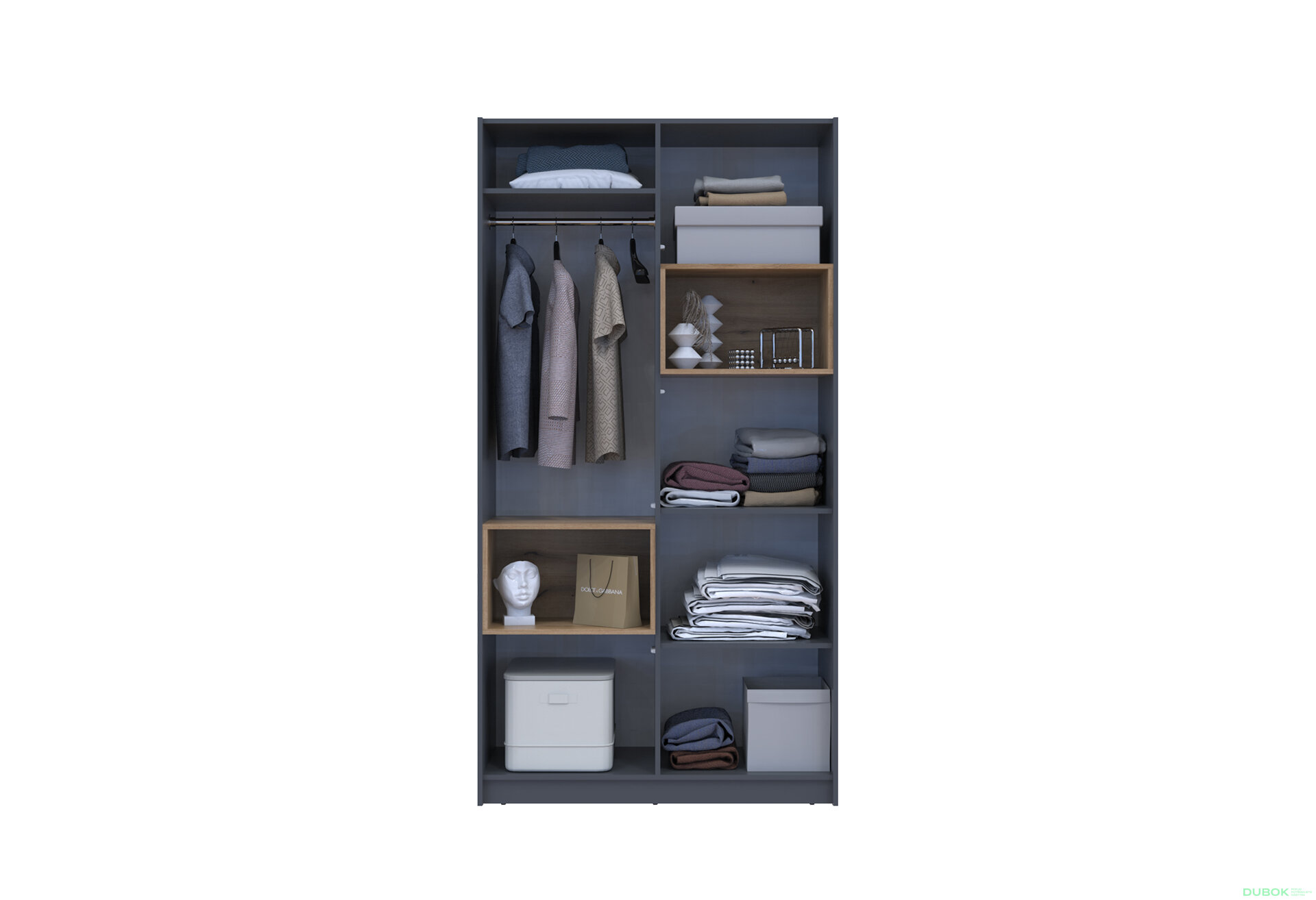 Obrázek 11 - Skříň Dale 2D s výklenkem 115.2х52х220 cm grafit / dub evoke