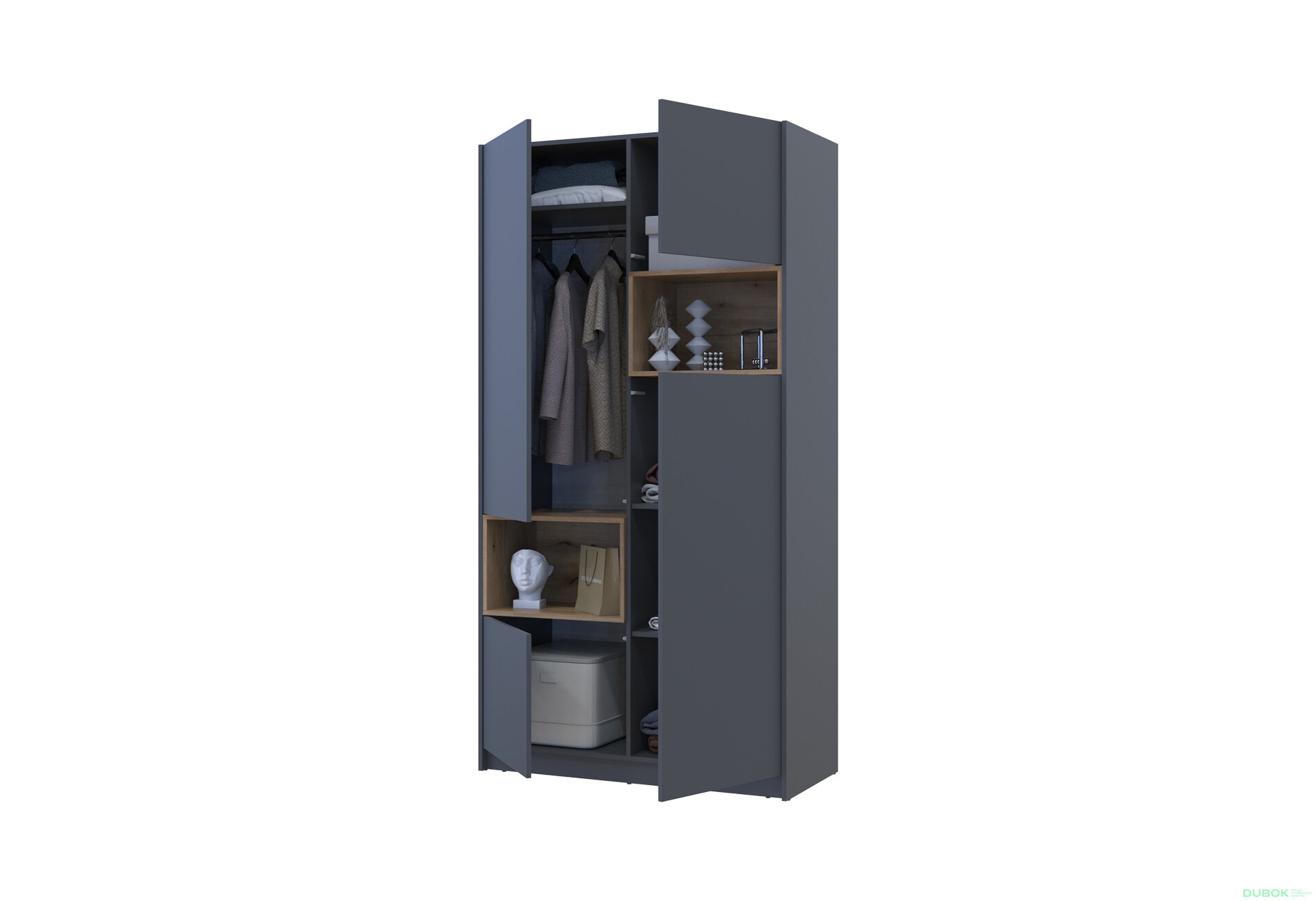 Obrázek 6 - Skříň Dale 2D s výklenkem 115.2х52х220 cm grafit / dub evoke