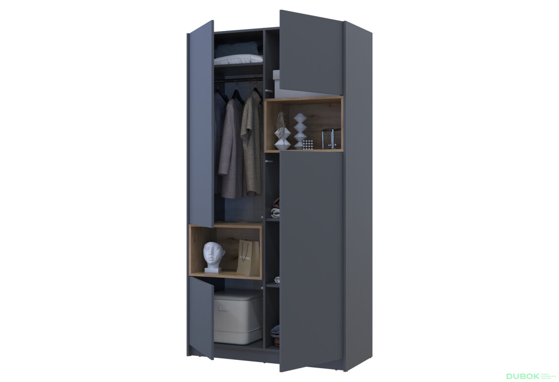 Obrázek 6 - Skříň Dale 2D s výklenkem 115.2х52х220 cm grafit / dub evoke