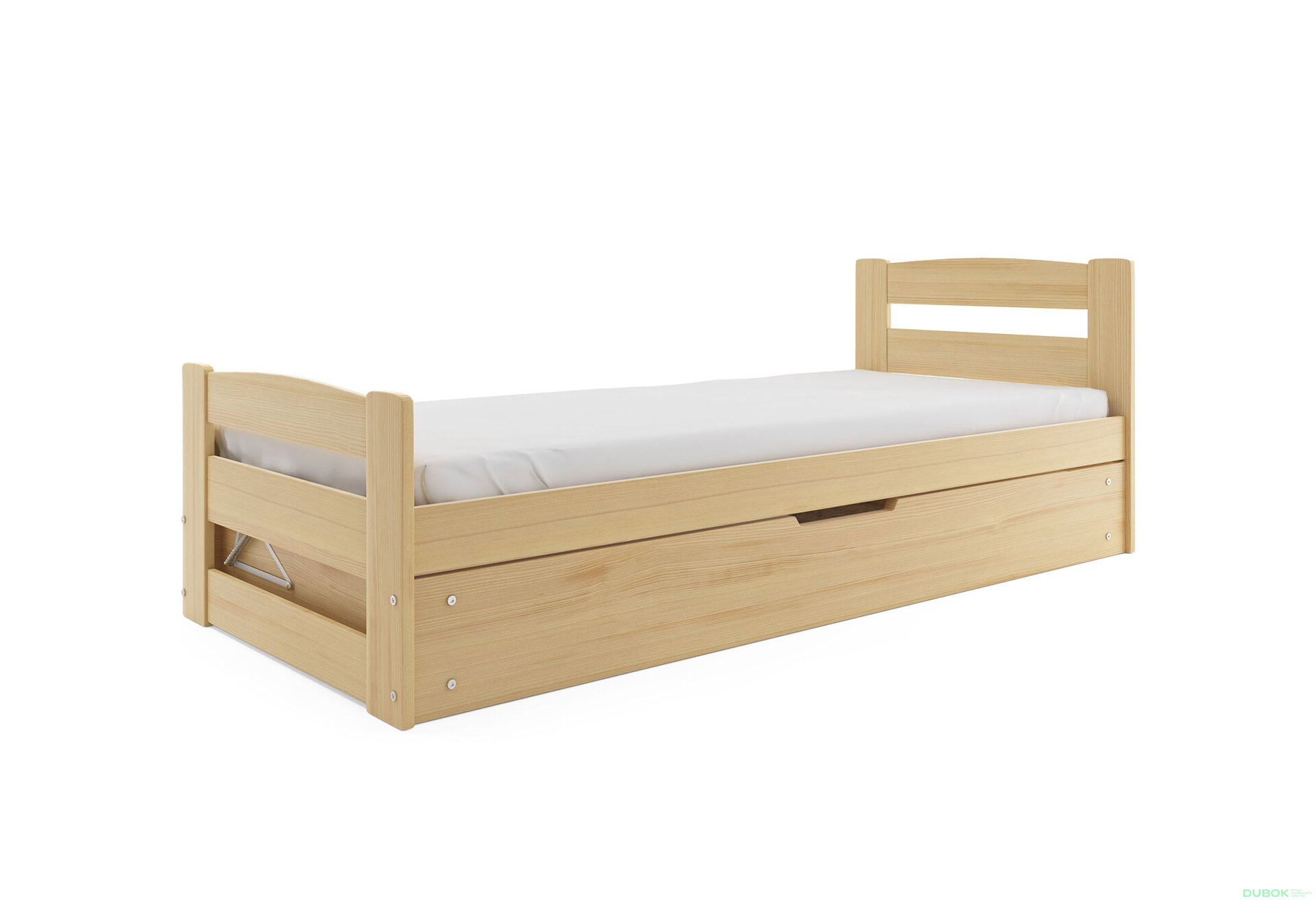 Obrázek 1 - Postel Erni borovice 90x200 cm s roštem, úložným prostorem, s matrací