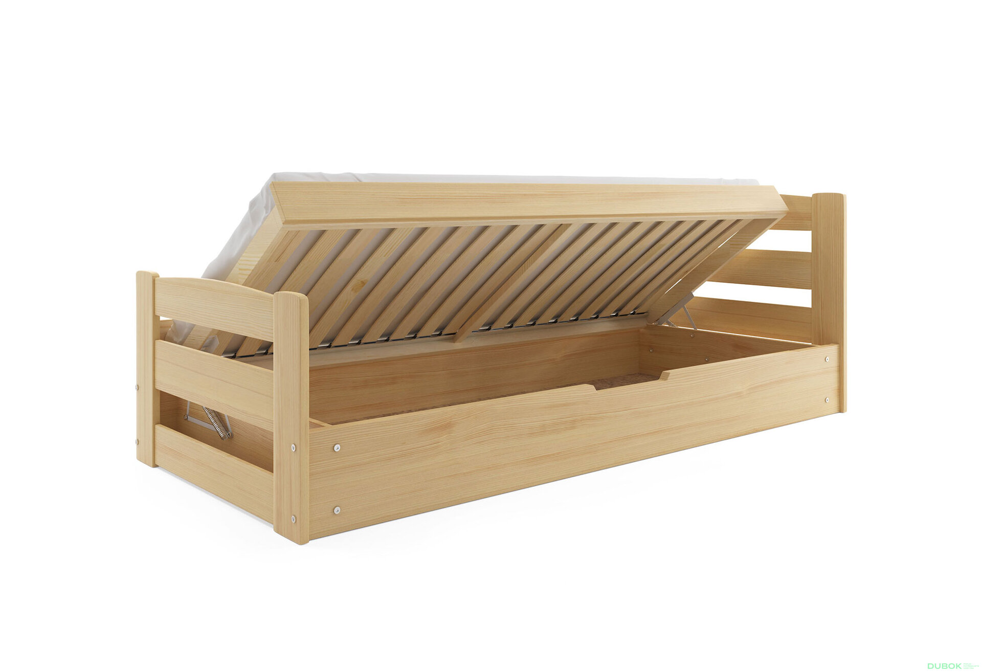 Obrázek 2 - Postel Erni borovice 90x200 cm s roštem, úložným prostorem, s matrací