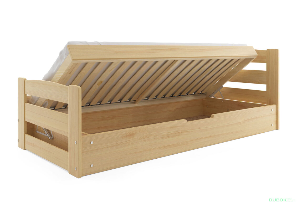 Obrázek 2 - Postel Erni borovice 90x200 cm s roštem, úložným prostorem, s matrací