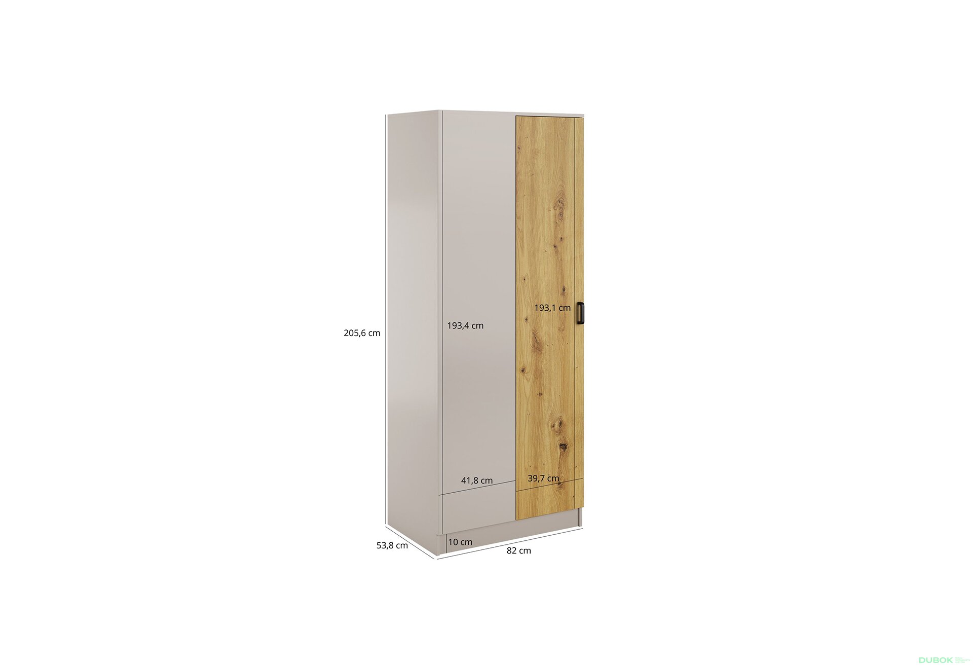 Obrázek 2 - Skříň rohová 1D kašmír / dub artisan Kami