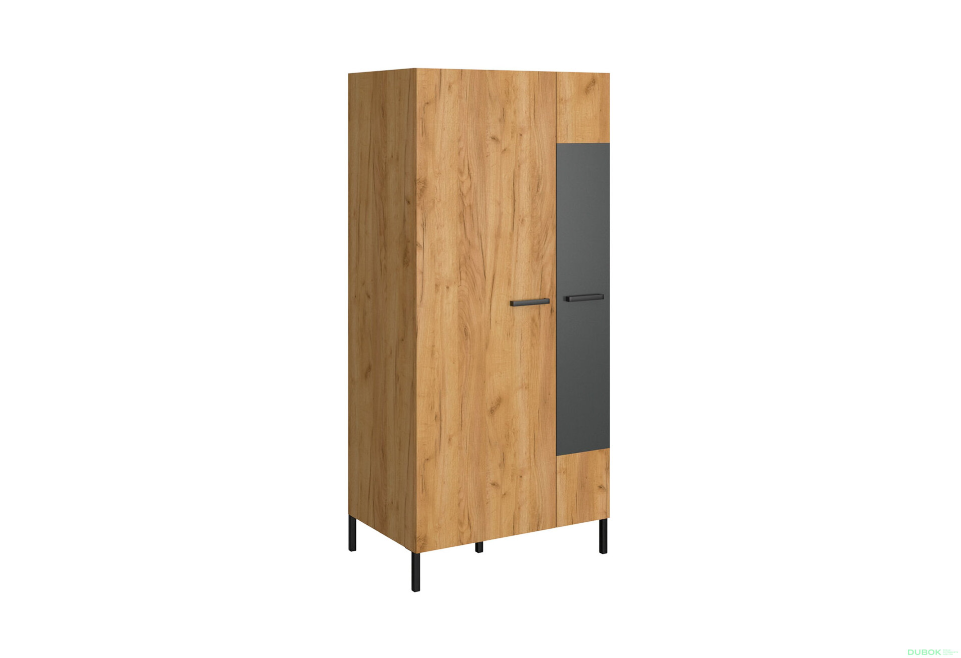 Obrázek 2 - Skříň dvoudveřová Santes 90x197x60.1 cm Dub craft zlatý / Antracit