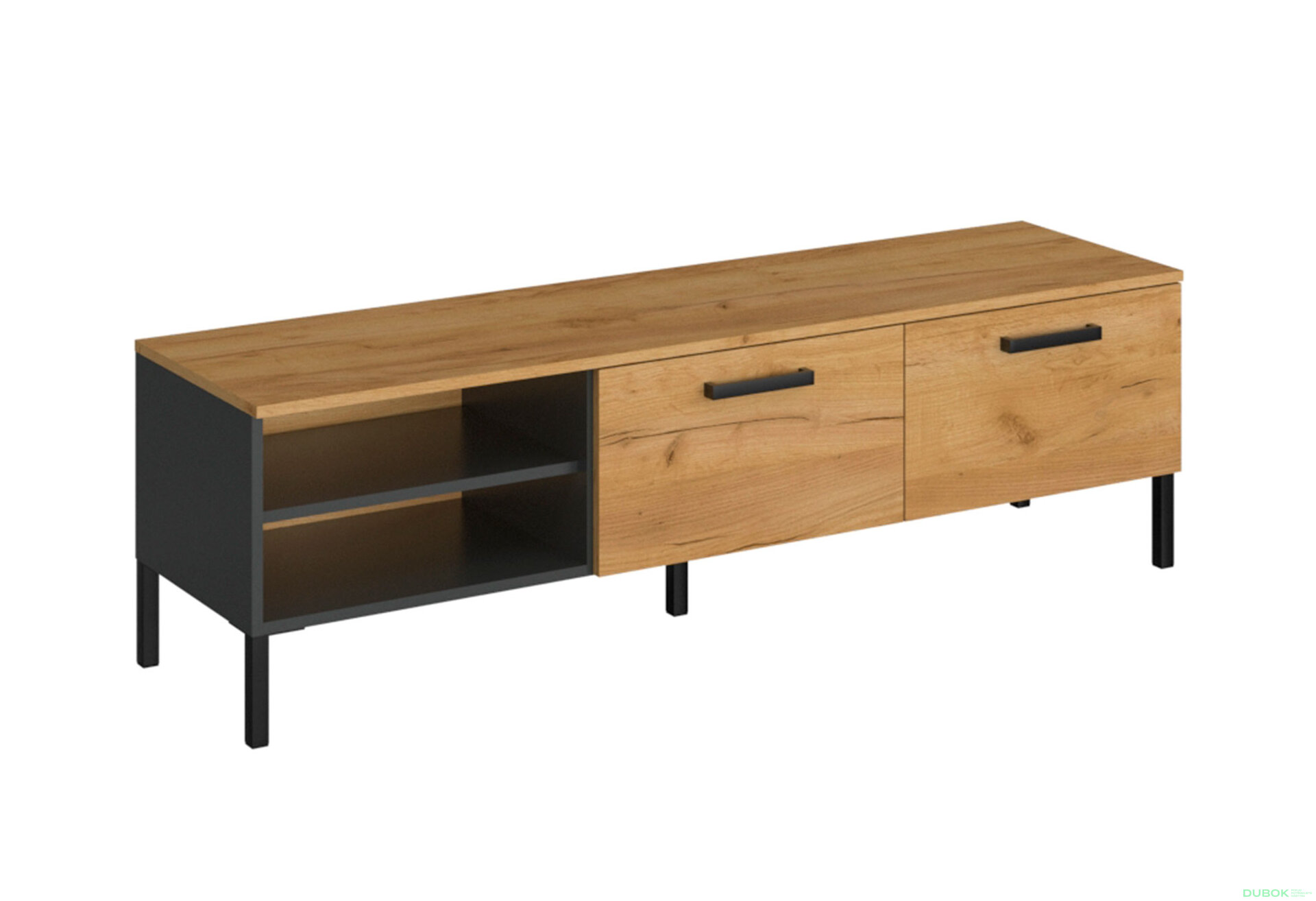 Obrázek 2 - TV stolek 2k/155 dub craft zlatý / antracit Santes