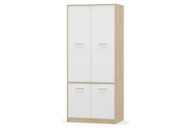 Skříň čtyřdveřová Tips 83x195x55.3 cm Dub sonoma / Bílý