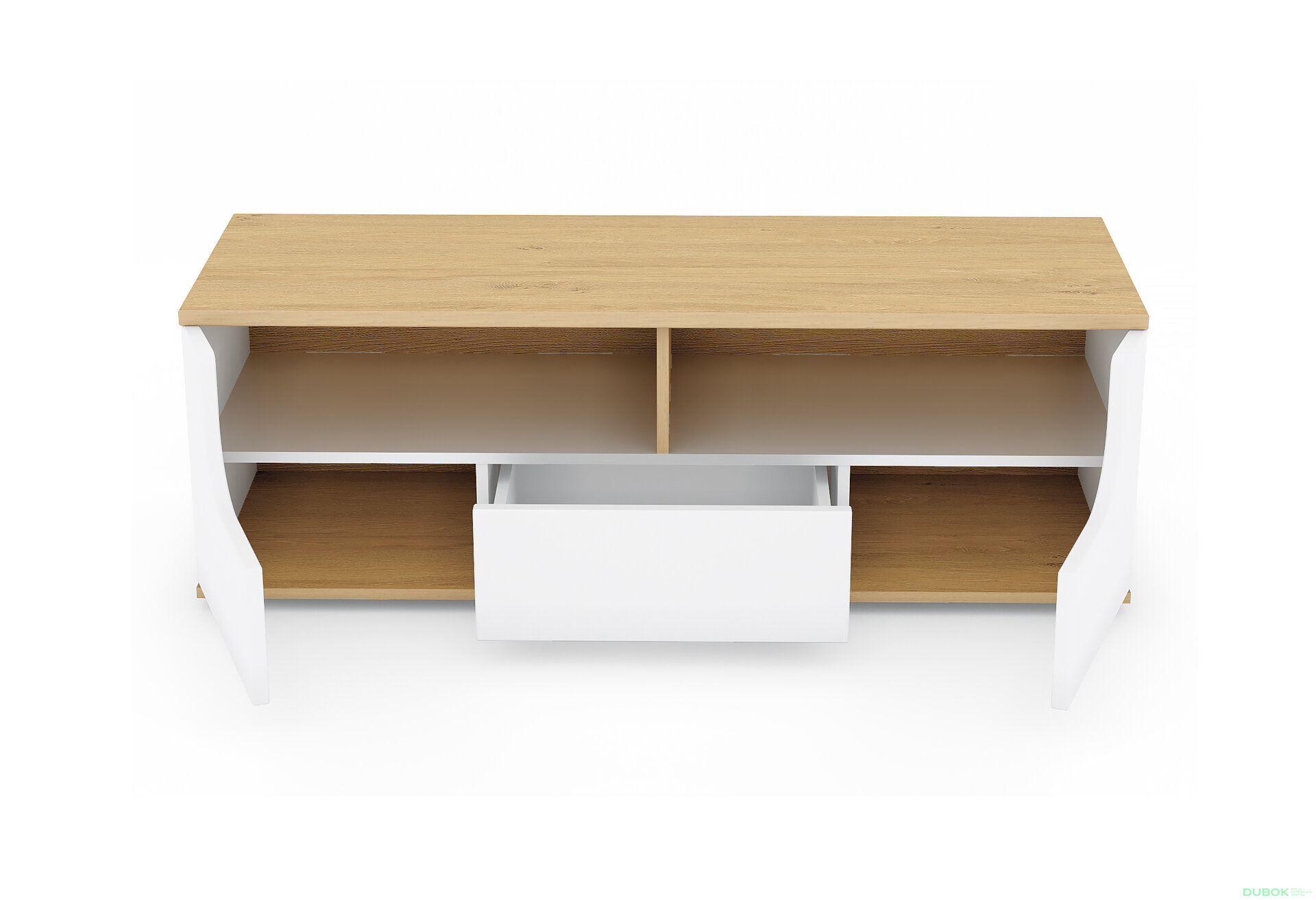 Obrázek 2 - TV stolek 2d1s/130 dub kamenný / bílý Valles