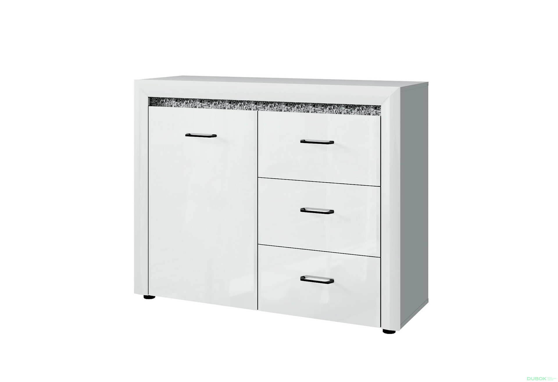 Obrázek 1 - Komoda 1d3s bílý lesk WhiteBlack