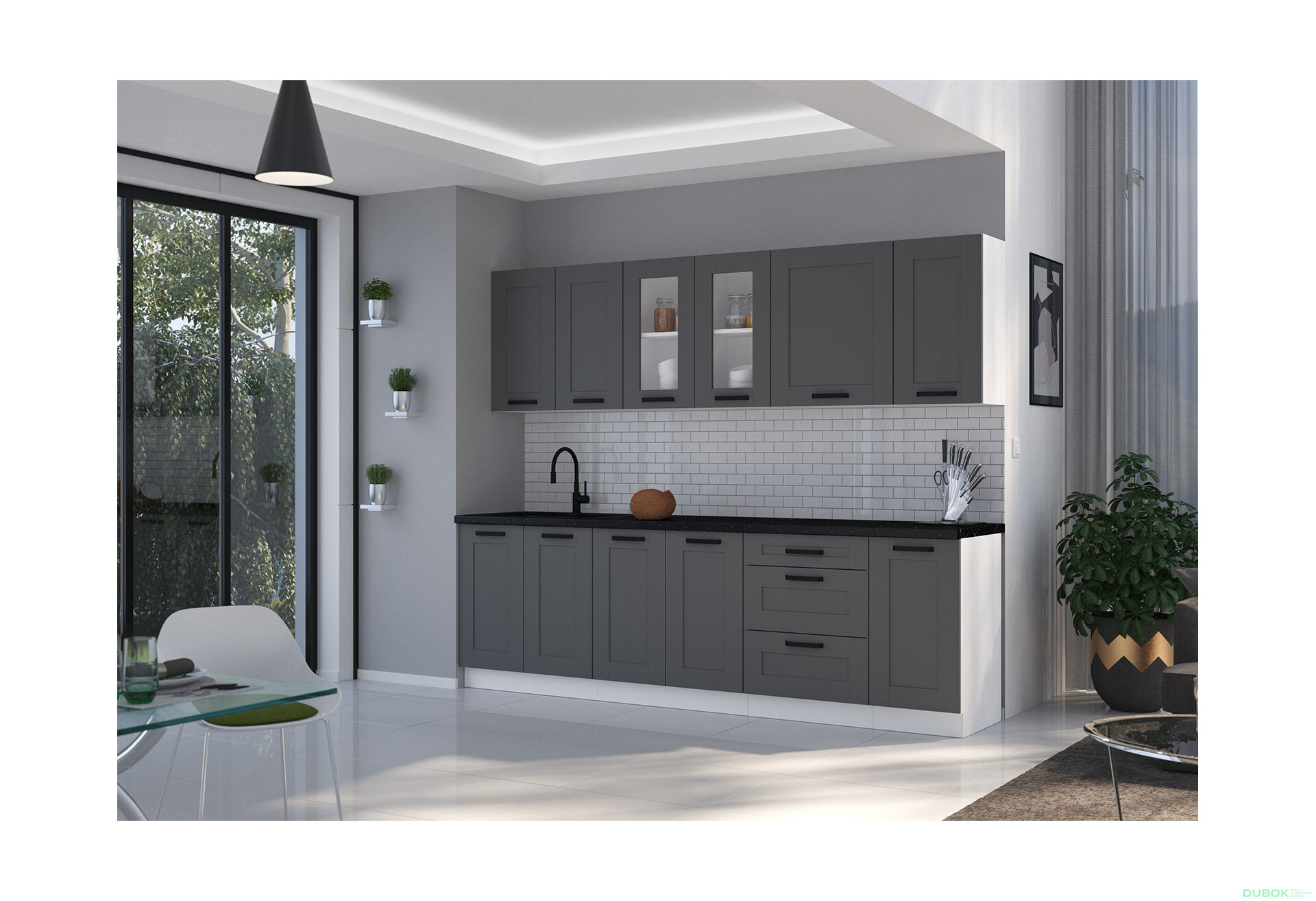 Obrázek 1 - Kuchyňská sestava 2.6 m Luna bílý / dust grey