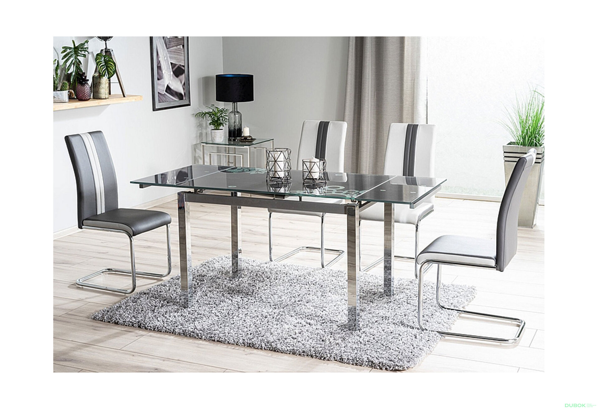 Obrázek 9 - Stůl GD-017 110(170)x74 šedý / chrom