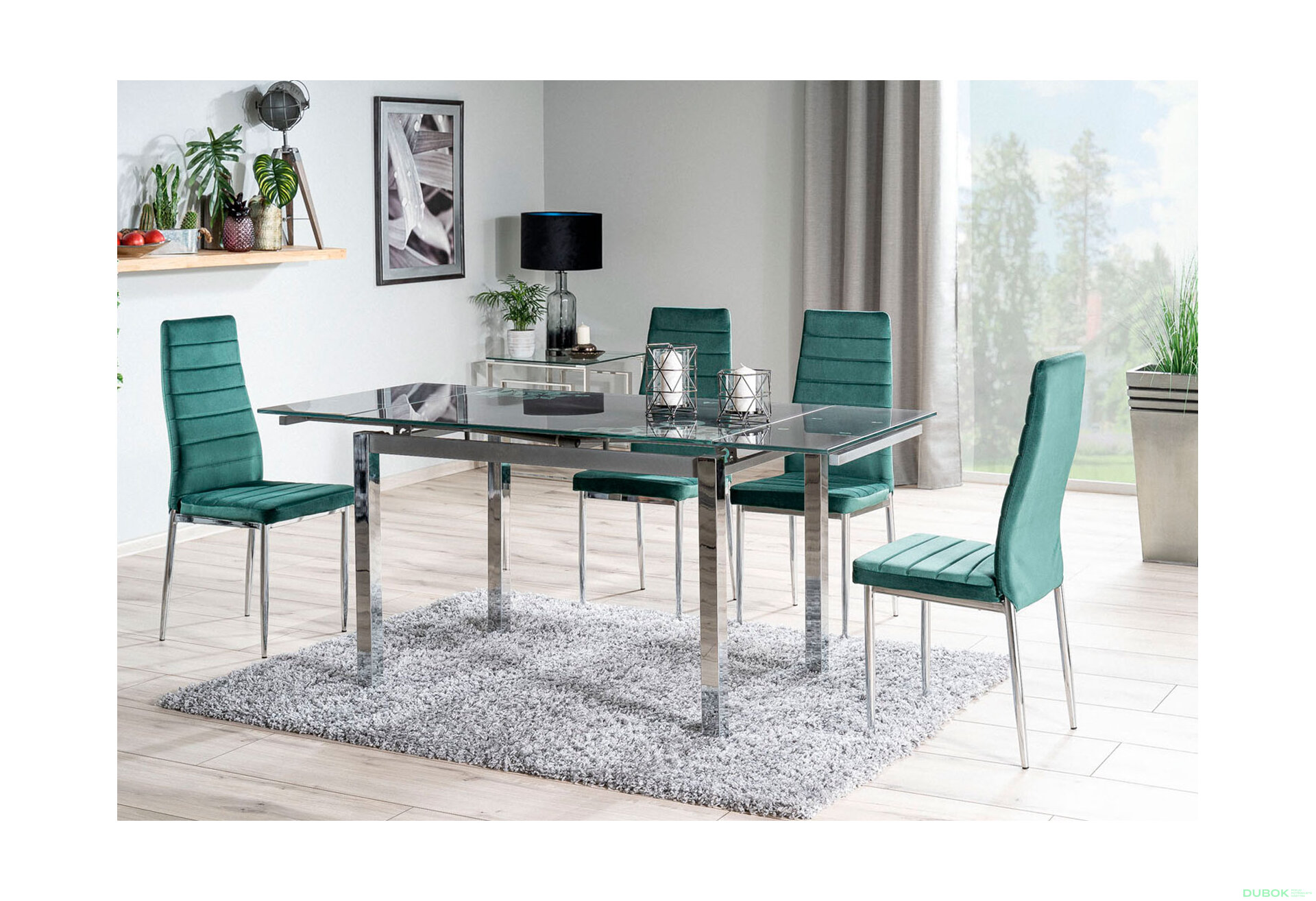 Obrázek 4 - Stůl GD-017 110(170)x74 šedý / chrom