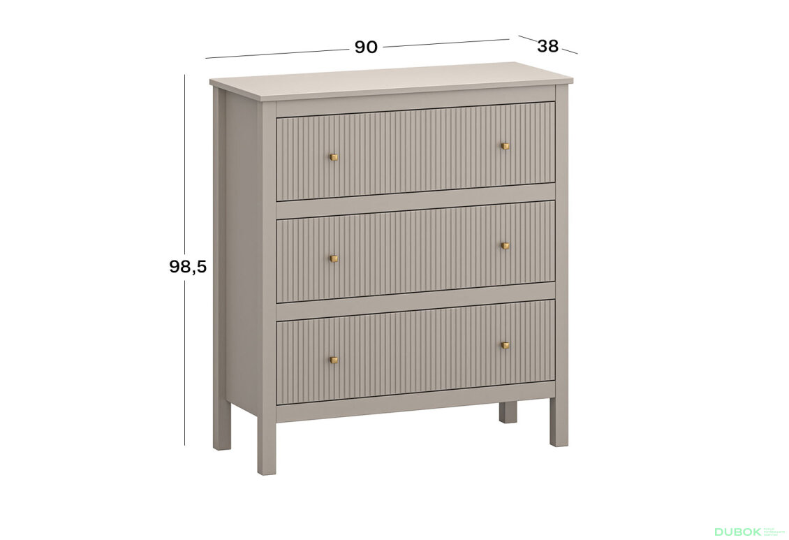 Obrázek 3 - Komoda 3s (K) taupe Kleo